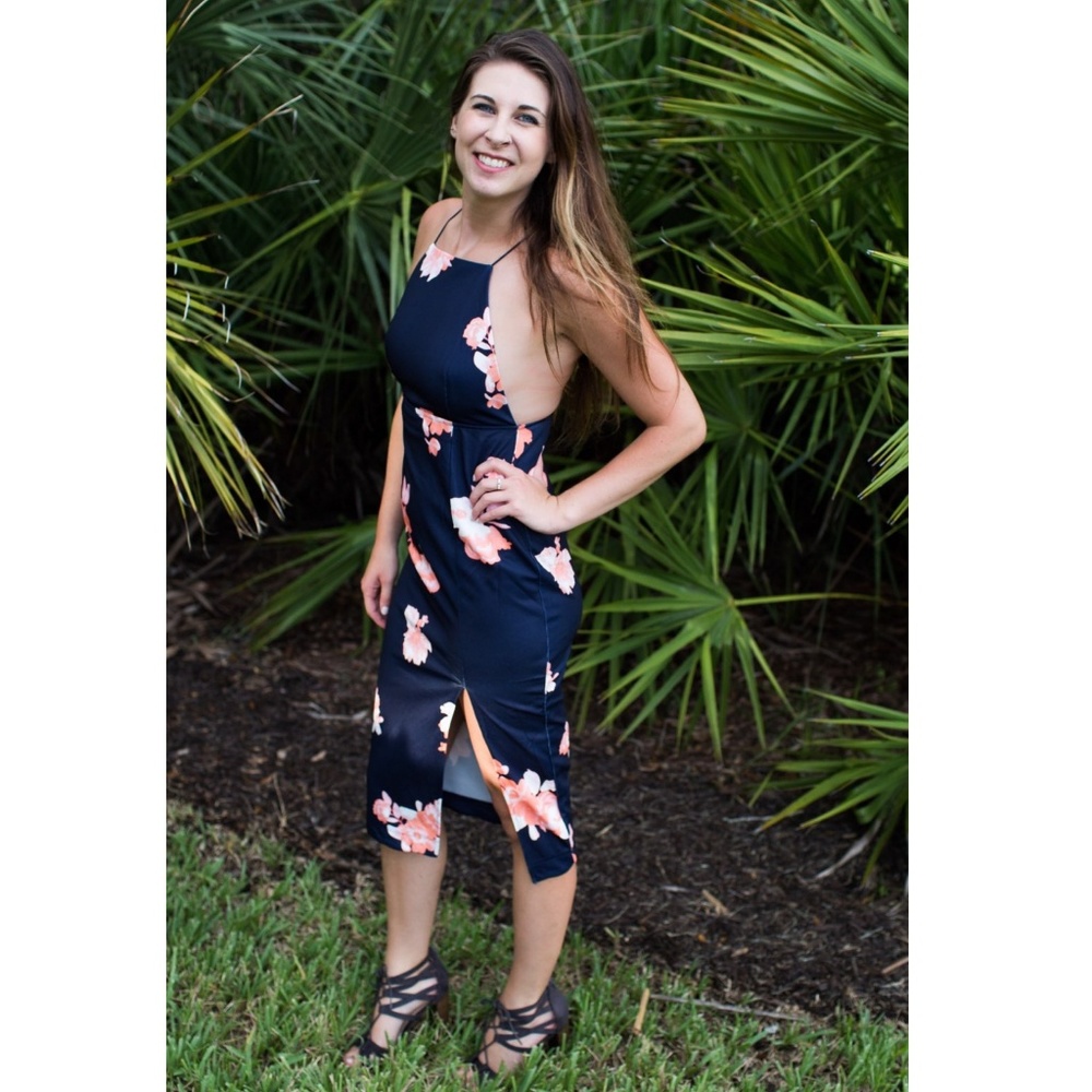Floral Navy Blue Midi